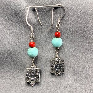 Handmade Tibetan Silvertone square charms